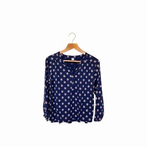 Women's Old Navy Blue Floral Henley Top
